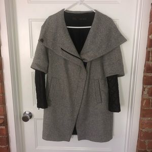 ZARA Grey and Leather Winter Coat